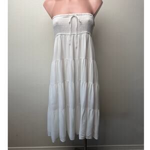 HAEOF White Smocked Convertible Midi Dress Maxi Skirt Women's US S